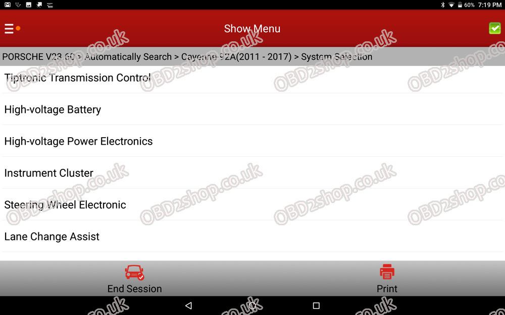 Launch X431でcayenne 958シートベルトチャイムをオフにする方法は Obd2 Tools On Obd2shop Co Uk